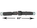 2-Point Lap Seat Belt, Black, 60 Inch Length, with End Release Button
