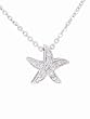 Sterling Silver Cluster Style Starfish CZ Pendant with Rolo Chain