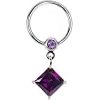 14 Gauge Tanzanite Cubic Zirconia Square Captive Ring