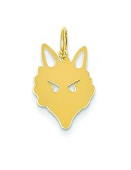 14K Yellow Gold Polished Fox Head Charm Pendant Jewelry