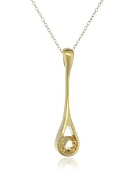 18k Yellow Gold Plated Sterling Silver Genuine Linear Drop Pendant Necklace, 18"