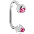 Double Austrian Crystal Pink Lippy Loop Ball Cone Labret