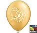 (12) 50th Anniversary Latex Balloons 11" Gold Color and Heart Design