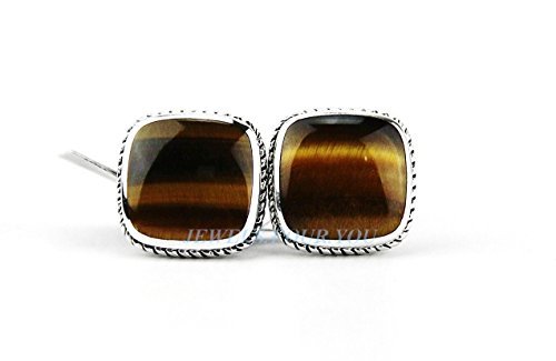 David Yurman Square Tiger Eye 14 X 14 Cufflinks Sterling Silver # 404 New