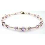 Damali 14k Gold Anklet - Purple Crown (Sahasrara) Chakra Anklet for inner wisdom, meditation, motivation, spirituality, unity