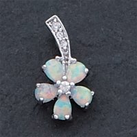Sterling Silver Opal Flower Pendant