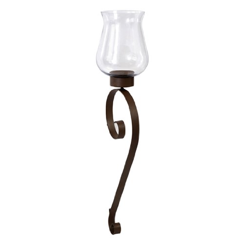 37 Brown Iron Scrolling Glass Hurricane