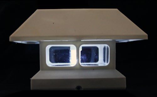 2 Pack White Outdoor Garden Solar Fence Mount Post Deck Cap Light 2 LEDs