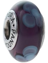 Genuine PANDORA Sterling Silver Purple Flower Murano Glass Charm 790643