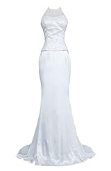 Sexy Halter Satin Lace Wedding Dress 