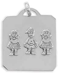 Square Pendant with Two Girls and A Boy
