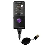 Einziehbares USB Kabel f�r Sony Ericsson W350c mit Hot Sync und aufladen Einsatzm�glichkeiten  von Gomadic mit TipExchange Technology