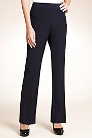 Flat Front Side Zip Straight Leg Trousers