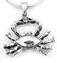 Sterling Silver CRAB Pendant or Cancer 3D Charm