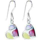 925 Sterling Silver Multi MOTHER of PEARL Heart Earrings