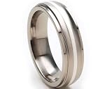 New 6mm Titanium Ring, Sterling Silver Inlay, Free Jewelry Sizing 4-17!