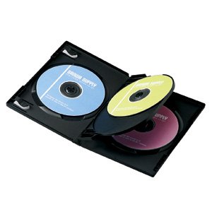 【SANWASUPPLY】インクジェットで印刷できるインデックスカード付のDVDトールケース（ブラック・4枚収納・10枚組） DVD-N4-10BK