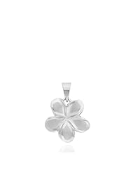 Plumeria Necklace Pendant in 14K White Gold-15mm