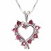 Sterling Silver Genuine Diamond Accent and Genuine Ruby open Heart Pendant