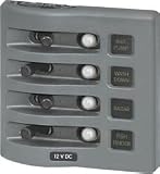 BLUE SEA SYSTEMS WEATHERDECK WATER RESISTANT 12VDC 4-POSITION FUSE PANEL -- GRAY