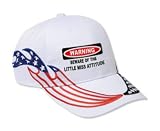 WARNING BEWARE OF THE LITTLE MISS ATTITUDE Adult USA Flag Racing Flame Hat / Cap