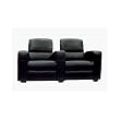 2 Seat Black Leather Theatre Seating By Wholesale Interiors with Silver Shipping