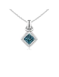 Princess Blue and White Diamond Accent Love Knot Pendant
