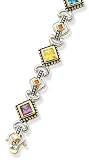 2/T antique style with multicolor CZ Solid Sterling Silver 7 1/4 Bracelet