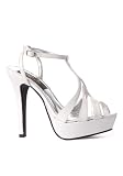 5 Inch Heel Sandal Women's Size Shoe With Platform Toe And T-Strap