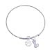 Sterling Silver Diamond Accent Cat and Paw Print Dangle Bangle Bracelet, 7.25"
