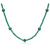 14k Yellow Gold Green Onyx and Malachite Necklace, 17