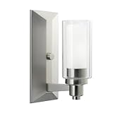 IMAGE OF Kichler Lighting 6144NI Circolo 1-Light Wall Sconce, Brushed Nickel with Clear Glass Cylinders and Satin-Etched Inner Cylinders