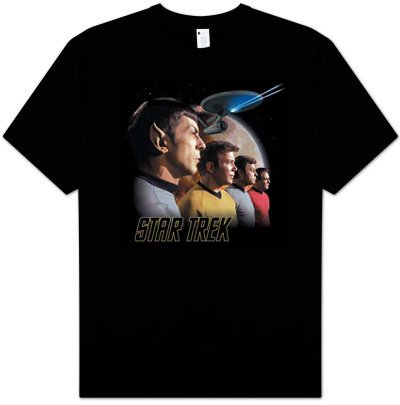 Star Trek Original Cast FORWARD TO ADVENTURE Adult Black T-shirt