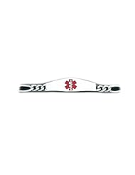 Sterling Silver Medical Alert ID Figaro Chain Bracelet - Length 8 Inch