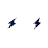 Sterling Silver Navy Enamelled Lightning Bolt Post Earrings