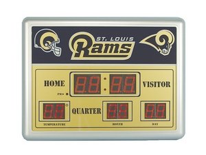 Buy Saint Louis Rams NFL Scoreboard Clock & Thermometer (14x19) by Team Sports America now!