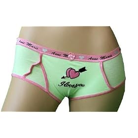 I Love You Bikini Panty in Lime Green with Pink - VERY SMALL See Sizing