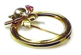 Estate Art Retro Diamond and Ruby Brooch