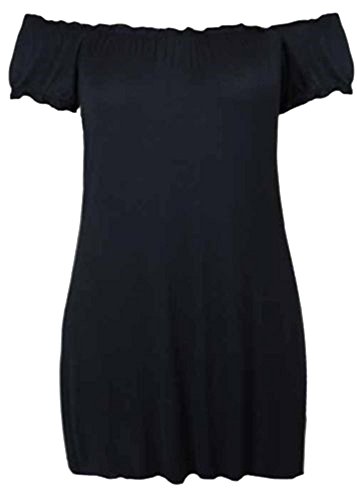 Womens Plus Size Off Shoulder Gypsy Long Tops Stretch Summer Boho Tops (18/20, Black)