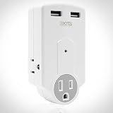Buy AC Outlet and USB Charger with Surge Protector - 3 AC Wall Plugs Plus 2 USB Ports...