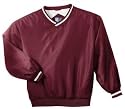 NEW Sport-Tek - V-Neck Wind Shirt with Stripe Trim Maroon/White-XL