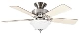 31E6cXRcjWL. SL160  Hunter Fans 28035 / 20411 44 Auberville Fan Brushed Nickel Small Ceiling Fan w/ Light