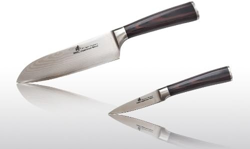Zhen Japanese VG-10 Damascus Steel Santoku Knife starter set, 2-piece