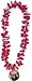 From the Monkey Around Party Collection. Monkey Around Flower Lei 40th Birthday. Features a red and white flower lei with a party themed medallion attached, printed with "Go Wild At 40!" a smiling monkey and a multicolored dotted background. Lei measures 36" long and the medallion measures 5" across.