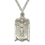 Sterling Silver 5/8" Engraved Angel Wing Shaped Miraculous Medal on 18" Chain