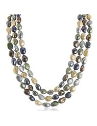 14K 9-10 dyed multi color dark baroque freshwater cultured pearl necklace, 60"