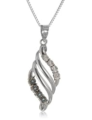 DiAura Sterling Silver and Blue and White Diamond Swirl Pendant Necklace, 18"