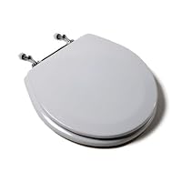 Comfort Seats C1B4R2-00CH Deluxe Molded Wood Toilet Seat with Chrome Hinges, Round, White