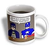Rich Diesslins Funny General Cartoons - Super Hero Parody with Batman and Captain America at the bar - Mugs