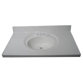 Crane Plumbing 8374-02 Astra-Lav 37-by-22-Inch Cultured Marble Lavatory Vanity Top with Recessed Sink, White